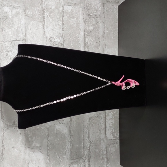 Pink Stiletto Mule High Heel Shoe Necklace - Picture 2 of 3
